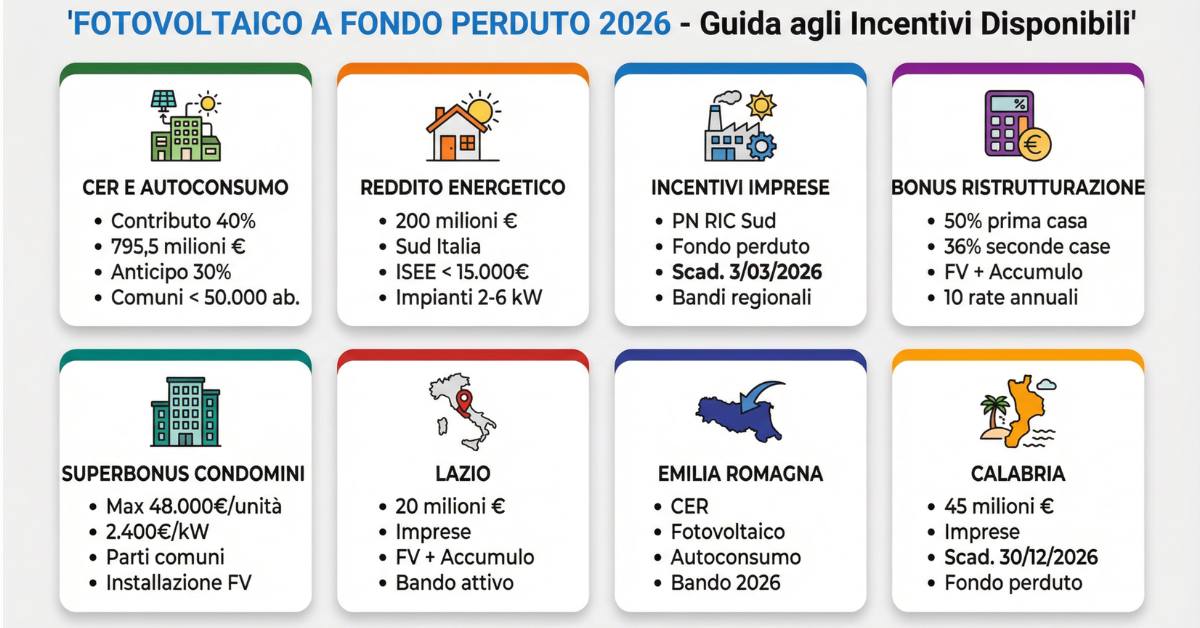 Infografica Fotovoltaico a Fondo Perduto 2026